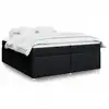 Image de Sommier À Lattes De Lit Avec Matelas Noir 200x200 Cm Tissu Vidaxl