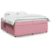 Image de Sommier À Lattes De Lit Avec Matelas Rose 200x200 Cm Velours Vidaxl