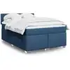 Image de Sommier À Lattes De Lit Avec Matelas Bleu 140x190 Cm Tissu Vidaxl