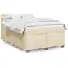 Image de Sommier À Lattes De Lit Avec Matelas Crème 140x190 Cm Tissu Vidaxl
