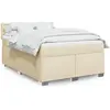Image de Sommier À Lattes De Lit Avec Matelas Crème 160x200 Cm Tissu Vidaxl