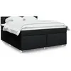 Image de Sommier    Lattes De Lit Avec Matelas Noir 180x200 Cm Tissu Vidaxl