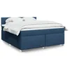 Image de vidaXL Sommier à lattes de lit avec matelas Bleu 180x200 cm Tissu lit lit à plate-forme lit à panneaux meuble de chambre 3285973