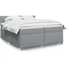 Image de Sommier À Lattes De Lit Avec Matelas Gris Clair 200x200cm Tissu Vidaxl