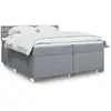 Image de Sommier À Lattes De Lit Avec Matelas Gris Clair 200x200cm Tissu Vidaxl