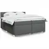 Image de Sommier À Lattes De Lit Avec Matelas Gris Foncé 200x200cm Tissu Vidaxl