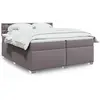 Image de Sommier À Lattes De Lit Avec Matelas Gris 200x200 Cm Similicuir Vidaxl