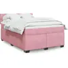 Image de Sommier À Lattes De Lit Avec Matelas Rose 140x190 Cm Velours Vidaxl