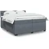 Image de Sommier À Lattes De Lit Et Matelas Gris Foncé 200x200cm Velours Vidaxl
