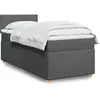 Image de Sommier À Lattes De Lit Avec Matelas Gris Foncé 80x200 Cm Tissu Vidaxl