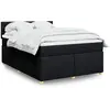Image de Sommier À Lattes De Lit Avec Matelas Noir 140x190 Cm Tissu Vidaxl
