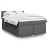 Image de Sommier À Lattes De Lit Avec Matelas Gris Foncé 160x200cm Tissu Vidaxl