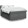 Image de vidaXL Sommier à lattes de lit avec matelas Gris foncé 160x200cm Tissu 3286746