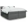 Image de Sommier À Lattes De Lit Avec Matelas Gris Foncé 200x200cm Tissu Vidaxl