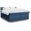 Image de Sommier À Lattes De Lit Avec Matelas Bleu 200x200 Cm Tissu Vidaxl
