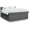 Image de Sommier À Lattes De Lit Avec Matelas Gris Foncé 200x200cm Tissu Vidaxl