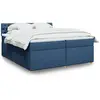 Image de Sommier À Lattes De Lit Avec Matelas Bleu 200x200 Cm Tissu Vidaxl
