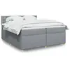 Image de Sommier À Lattes De Lit Avec Matelas Gris Clair 200x200cm Tissu Vidaxl