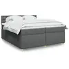 Image de Sommier À Lattes De Lit Avec Matelas Gris Foncé 200x200cm Tissu Vidaxl