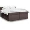 Image de Sommier À Lattes De Lit Avec Matelas Marron Foncé 200x200 Cm Vidaxl