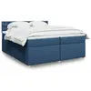 Image de Sommier À Lattes De Lit Avec Matelas Bleu 200x200 Cm Tissu Vidaxl