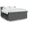 Image de Sommier À Lattes De Lit Avec Matelas Gris Foncé 200x200cm Tissu Vidaxl