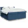 Image de Sommier À Lattes De Lit Avec Matelas Bleu 200x200 Cm Tissu Vidaxl