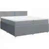 Image de Sommier À Lattes De Lit Avec Matelas Gris Clair 200x200cm Tissu Vidaxl