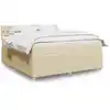Image de Sommier À Lattes De Lit Avec Matelas Crème 200x200 Cm Tissu Vidaxl