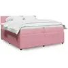 Image de Sommier À Lattes De Lit Avec Matelas Rose 200x200 Cm Velours Vidaxl