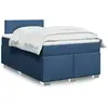 Image de Sommier À Lattes De Lit Avec Matelas Bleu 120x200 Cm Tissu Vidaxl