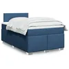 Image de vidaXL Sommier à lattes de lit avec matelas Bleu 120x200 cm Tissu lit lit à plate-forme lit à panneaux meuble de chambre 3288154