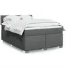 Image de Sommier À Lattes De Lit Avec Matelas Gris Foncé 140x190cm Tissu Vidaxl