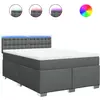 Image de Sommier À Lattes De Lit Avec Matelas Gris Foncé 140x200cm Tissu Vidaxl