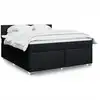Image de Sommier    Lattes De Lit Avec Matelas Noir 180x200 Cm Tissu Vidaxl