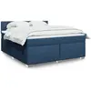 Image de Sommier    Lattes De Lit Avec Matelas Bleu 180x200 Cm Tissu Vidaxl