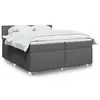 Image de Sommier    Lattes De Lit Avec Matelas Gris Fonc © 200x200cm Tissu Vidaxl
