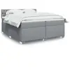 Image de Sommier À Lattes De Lit Avec Matelas Gris Clair 200x200cm Tissu Vidaxl