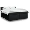 Image de Sommier À Lattes De Lit Avec Matelas Noir 200x200 Cm Tissu Vidaxl