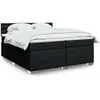 Image de Sommier À Lattes De Lit Avec Matelas Noir 200x200 Cm Tissu Vidaxl