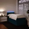 Image de Sommier À Lattes De Lit Avec Matelas Bleu 90x190 Cm Velours Vidaxl