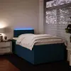 Image de Sommier À Lattes De Lit Et Matelas Bleu 120x200 Cm Velours Vidaxl