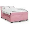 Image de Sommier À Lattes De Lit Avec Matelas Rose 140x190 Cm Velours Vidaxl
