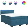 Image de Sommier À Lattes De Lit Et Matelas Bleu 140x200 Cm Velours Vidaxl