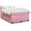 Image de Sommier À Lattes De Lit Avec Matelas Rose 140x200 Cm Velours Vidaxl
