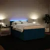 Image de Sommier À Lattes De Lit Et Matelas Bleu 160x200 Cm Velours Vidaxl