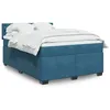 Image de vidaXL Sommier à lattes de lit et matelas bleu 160x200 cm velours lit lit à plate-forme lit à panneaux meuble de chambre 3288670