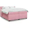 Image de Sommier À Lattes De Lit Avec Matelas Rose 200x200 Cm Velours Vidaxl