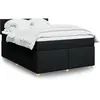 Image de Sommier À Lattes De Lit Avec Matelas Noir 140x190 Cm Tissu Vidaxl