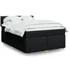 Image de Sommier À Lattes De Lit Avec Matelas Noir 140x190 Cm Tissu Vidaxl